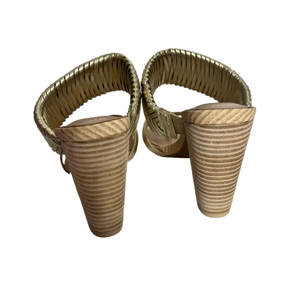 NWT Charles David Horation Gold Metallic Leather Block Heel Sandal Size 7 NIB - Picture 9 of 11